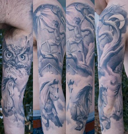 Oak Adams - Horses and star snatcher tattoo